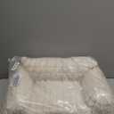 Cat Beds for Indoor Cats - Cute Cat Couch Bed Fluffy Pet Sofa with Faux Rabbit Fur Washable Cover, Fuzzy Pet Couch in 3D Diamond Pattern, Suppportive Large & Small Cats Sofa, 24inch Off White