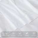 MooMee Flat Top Sheet Only 100% Washed Cotton Linen Like Textured Breathable Durable Soft Comfy (Bright White, Queen)