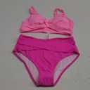 Fanuerg Women High Waisted Bikini Sets V Neck Cross Twist Front Two Piece Swimsuit Tummy Control Bathing Suit M