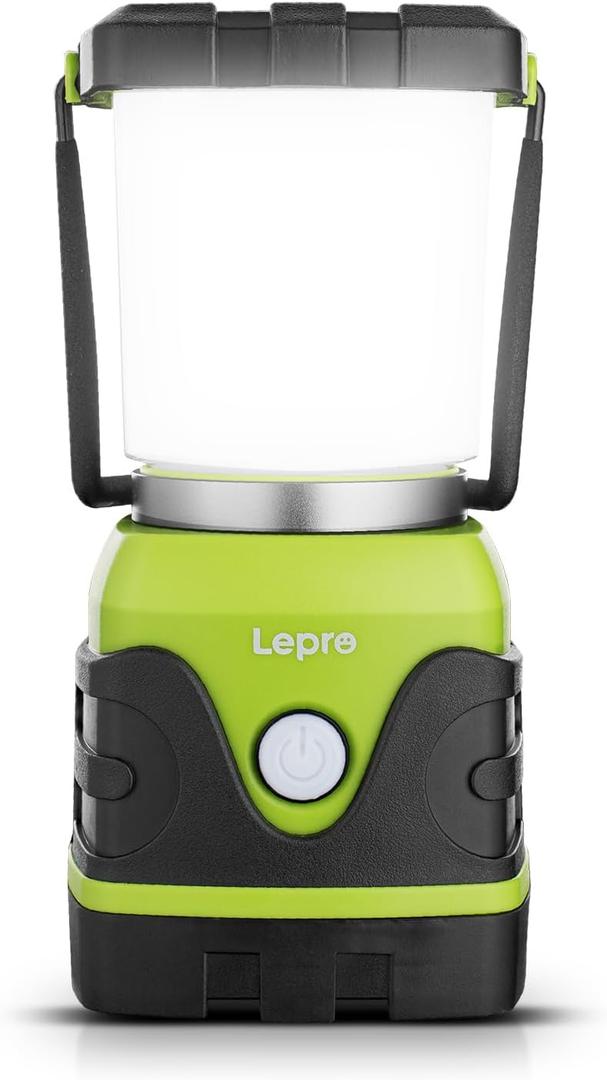  Lepro LE 1000LM Battery Powered LED Camping Lantern, Waterproof Tent Light with 4 Light Modes, Camping Essentials, Portable Lantern Flashlight for Camping, Emergency Light, Power Outages, Not Rechargeable (Green-1000lm-1Pack)