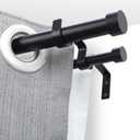 OLV Black Double Curtain Rod, 1 Inch Dual Curtain Rods for Windows 36 to 72 Inch, Heavy Duty Adjustable Telescopic Spliced Window Treatment Rods Set for Living Room Farmhouse
