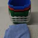 Matthew Red&Green&Blue Detergent and Sanitizing Cleaning Bucket 3 Quart Cleaning Pail,Set of 3 Square Containers,Built-In Spout w/Handle,Wash Rinse Sanitize Handwash Bucket,Incl.3Pcs Microfiber Cloths