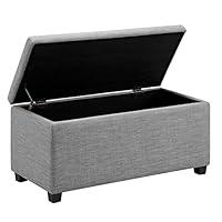 Amazon Basics Upholstered Rectangular Storage Ottoman and Entryway Bench, Polyester, Light Gray, 90.17 cm (W) × 41.91 cm (D) × 43.18 cm (H)