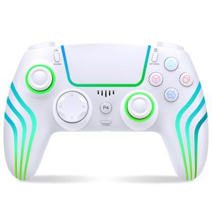 JYELUK Wireless Controller for PS5 with RGB Lighting, White | Compatible with PS5 Controller/Windows PC,/Android/iOS