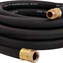 Guitrees 25FT 1 inch Heavy Duty Rubber Garden Hose - 200psi Working, 1000psi Burst - Hot/Cold Water - Five-Layered Braiding for Durability - Versatile for Gardening, Agriculture, Construction(Black)