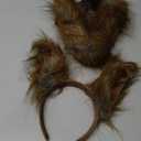 Squirrel Costume Accessory Set for Kids and Adults, Brown Furry Ears Headband and Tail, 2-Piece