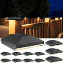 VOLISUN 4x4 Solar Post Cap Light Outdoor Waterproof 12pack,Solar Fence - Post Lights for 4x4 Wooden/Vinyl Post,Black Deck Cap Light Solar Powered for Garden/Patio/Porch