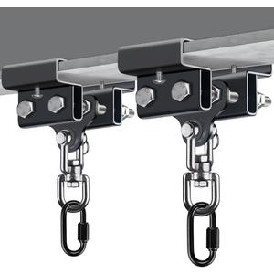 BeneLabel Punching Bag Hanger, Heavy Bag Mount, Boxing Bag Kit, Holder, Wall Mount, Accessories for Beam, 400KG Capacity (Hanger&Carabiner&360Swivel(2 Pack))