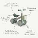 mushie Mini Toddler Bike (Sage) | 12-24 Months | 4 Wheels First Balance Bike