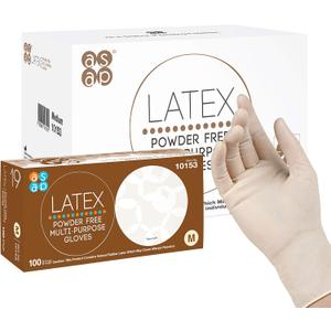 ASAP Latex Powder Free Multi-purpose Gloves, Disposable, 4.0 mil, Natural Latex (Medium - Box of 100)