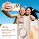 360 Spin Magnetic Stand (Pro-Version) for iPhone 16 Pro Case (Compatible with MagSafe) [Military Drop Protection] Matte Translucent Shockproof Protective Phone Case 6.3'', Desert Titanium