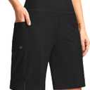 G Gradual Women's 9" Long Swim Board Shorts with Pockets High Waisted Knee Length Beach Swimming Shorts for Women with Liner (Medium, Black)