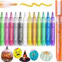 Paint Pens Acrylic Markers, ZSCM 12 Colors Paint Markers for Halloween Pumpkin Painting, Metallic Art Marker, for Adults Card Making, Rocks Painting, Wood Slices, Pumpkin Decoration