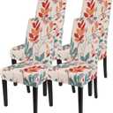 SearchI Printed Dining Room Chair Covers Set of 4, Stretch Kitchen Chair Covers Washable Parsons Chair Slipcover Removable Dining Chair Protectors for Hotel,Ceremony(Floral Pattern1)