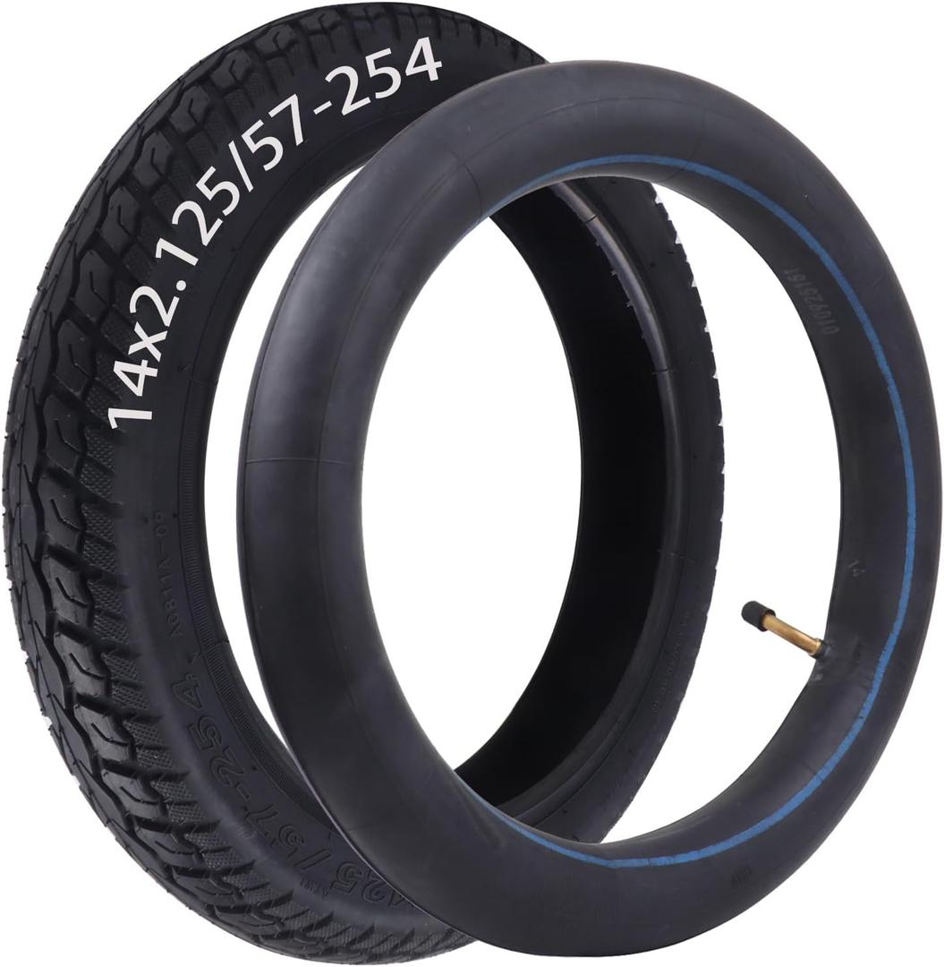 14 x 2.125 Tire and Inner Tube,14 inch Replacement Heavy-Duty Bike Tires for Replacement 57-254 Tire Electric Scooters and E-Bike, 10x2.50