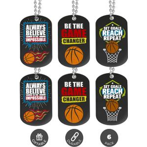 Inkstone Basketball Gifts Necklace 6 Pack  Mens Necklace & Jewelry, Necklaces for Men  Basketball Accessories, Party Favors & Stuff  Unique Mens Gifts