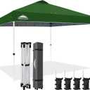 EAGLE PEAK Pop Up Canopy Tent with Wheeled Carry Bag, 8 Stakes, 4 Ropes, 4 Weight Bags, Easy Set Up Tent Canopy, 12x12 ft, 144sqft of Shade, Green