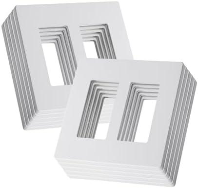Bates- Screwless Decorator Wall Plates, White, 10 Pack, Screwless 2 Gang Wall Plate, Switch Cover Plate, Electrical Outlet Cover
