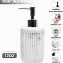 XLHOMO Resin White Marble Bathroom Accessories Set 5 Pcs, Lotion Soap Dispenser, Toothbrush Holder, Bathroom Tumbler, Qtip Holder and Vanity Tray, Bathroom Countertop Organizer Set for Home Apartment