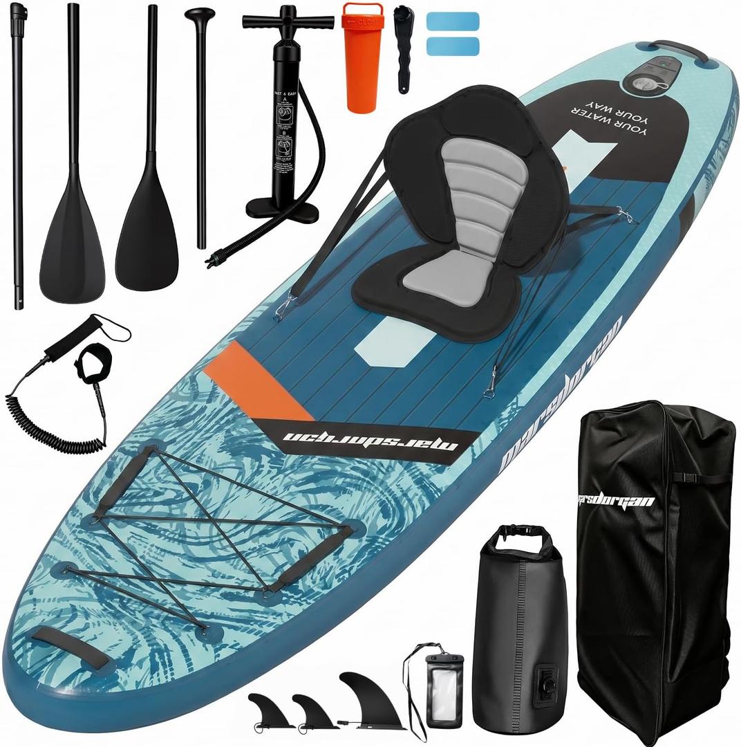 11'x34 Inflatable Paddle Board for Adults Youth, Extra Wide 430LBS Capacity SUP, Stable 2-3 Person Family for Lake Ocean Fishing Surfing Yoga, Includes Accessories
