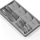 SIMPLE HOUSEWARE Adjustable Silverware Utensil Drawer Organizer, Gray