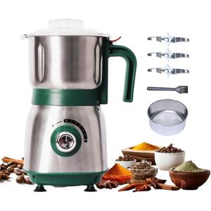 Electric Grinder for Kitchen - 500W Grain Mill with 3 Stainless Steel Blades, Versatile Spice Grinder for Coffee, Grinding Spices, Bean, Grains, Nuts (Green)