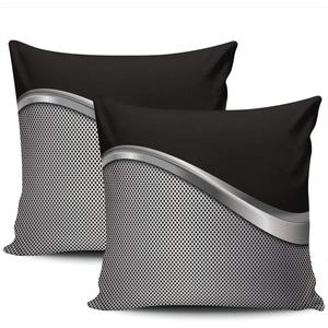 Throw Pillow Cover Silver Black Metallic Decorative Pillowcase Cushion Case Double Sided Design Printed Square 18X18 Inch Set of 2