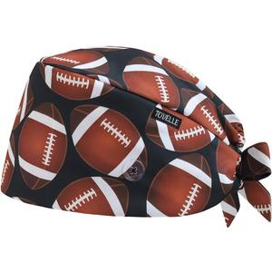 American Football Printed Scrub Caps for Men and Women with Buttons, Adjustable Helps Reduce Static Buildup Medical Hats, Classic and Breathable Surgical Caps with Sweatband for Long Hours