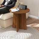 19.6 Inch Round Side Table, Modern End Table with MDF Wood Tabletop, Small Accent Coffee Table for Living Room, Bedroom, Balcony, Easy Assembly & Sturdy (Rustic Brown)