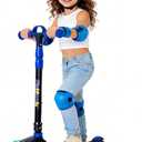 Nattork Kids Scooter for Age 3-8, Toddler Scooter with 4 Adjustable Height for Boys & Girls, Light Up 3-Wheels Foldable Kick Scooter, Lean to Steer, 120LB Weight Capacity