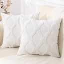 decorUhome Spring Throw Pillow Covers 20x20 Inch Set of 2, Soft Plush Faux Fur Wool Cream White Couch Pillow Covers, Decorative Pillow Cases for Bed Sofa Living Room Home Decor (20" x 20" (Pack of 2))