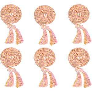 2Pcs/ 6Pcs Graduation Multi Color Braided Honor Cords with Tassel for High School Bachelor Master Doctor 68" Long (6, Pink Gold)