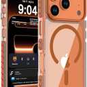 DEERLAMN Strong Magnetic Case for iPhone 17 Pro 6.3-Inch,[Compatible with Magsafe][Military Grade Drop Protection] Clear Slim Shockproof Protective Phone Cover-Transparent+Orange