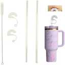 Pack of 3, MT Extreme Anti-Wrinkle Silicone Tipped Glass Straw Set (Glass), 12 Inches, White