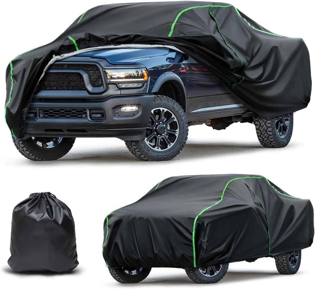 Waterproof Truck Cover Compatible with Silverado 1500/F-150/F-250/Sierra 1500/Tundra All-Weather Protection,228"-236" Truck PEVA Car Cover with Zipper Door