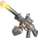 Electric Water Gun for Kids & Adults - Automatic Squirt Gun with up to 32FT Range, Built-in LED Lights & 350mL Leakproof Tank, Rechargeable Summer Pool Beach Outdoor Water Toys for Ages 3+ (Cool Black)
