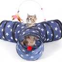 Tempcore Cat Tunnels for Indoor Cats, Collapsible 3 Way Kitty Tunnel Bored Pet Toys with Peek Hole Toy Ball for Puppy, Kitty, Kitten, Rabbit Pentagram