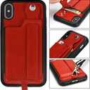 TOOVREN iPhone X/Xs Wallet Case Phone Lanyard Neck Strap iPhone Xs / 10 Protective Case Cover with Stand Leather PU Card Holder Adjustable Detachable iPhone Lanyard for Anti-Theft and Activity Red