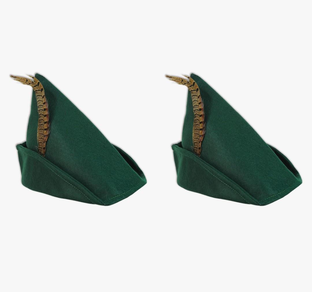 Beistle Felt Robin Hood Hats – 2 Pack, Dark Green Costume Headwear with Feather Accent, Fantasy, Medieval, Renaissance, Oktoberfest and Halloween Party Accessories, Photo Booth Prop, Adult Size