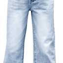 MakeMeChic Girl's Jeans Baggy Wide Straight Leg High Elastic Waisted Denim Pants Y2k Kid 7-14Y