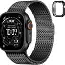 Fullmosa Compatible with Apple Watch Bands Ultra3/2/1 49mm for Women Men, Stainless Steel Mesh Loop Magnetic Clasp iWatch Band with TPU Case for Apple Watch, Black