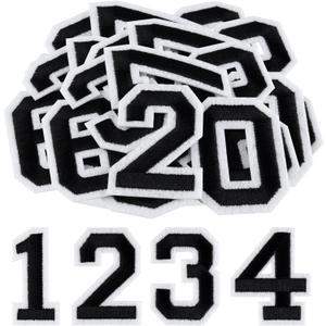Morcheiong 40 Pcs Iron on Number Patches 0-9, 2 Inch Iron on Embroidered Numbers for Clothing, Pants, Hats, Bags- Black