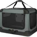 Amazon Basics Portable Folding Soft Dog Crate, 4-Doors, Collapsible Travel Kennel for Cat, Dog, and Small Animals, Quick Setup, Small 26" x 18" x 18", Grey