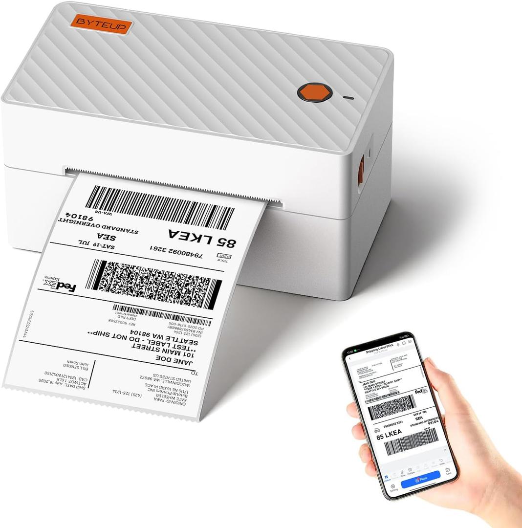 ByteUp Bluetooth Thermal Shipping Label Printer | Wireless 4x6 Label Maker for Small Business | Compatible with Amazon, Ebay, Shopify, USPS, iOS, Android, Windows & Mac