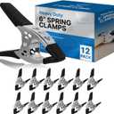 12 Pack - 6" inch Spring Clamp Large Super Heavy Duty Spring Metal Black - 3 inch Jaw opening