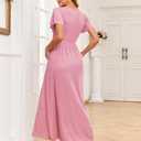 2025 Women's Sparkly Maternity Maxi Dress Ruffle Sleeve Wrap V Neck Pregnancy Dresses with Pockets Baby Shower XL