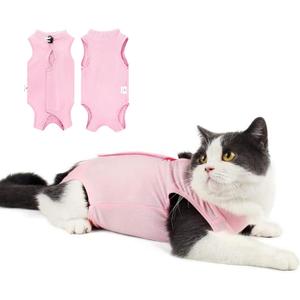 Cat Recovery Suit for Abdominal Wounds or Skin Diseases, Cat Onesie for Cats After Surgery Female Kitten Recovery Suit, Breathable E-Collar Alternative for Cats After Spay Anti Licking Wounds (Pink)