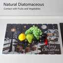 Christmas Stone Drying Mat, Large Foldable Absorbent Diatomaceous Material, Quick Drying Kitchen Counter and Bath Mat, Ideal for Holiday Use and Festive Decoration 23.6" x 15.4"