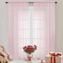OWEINE Sheer Curtains 84 Inches Long 2 Panels Set, Rod Pocket Fimly Voile Solid Blush Window Curtain Panels for Living Room Bedroom, Soft Voile Sheer Curtains & Drapes, Total 84 Inches Width