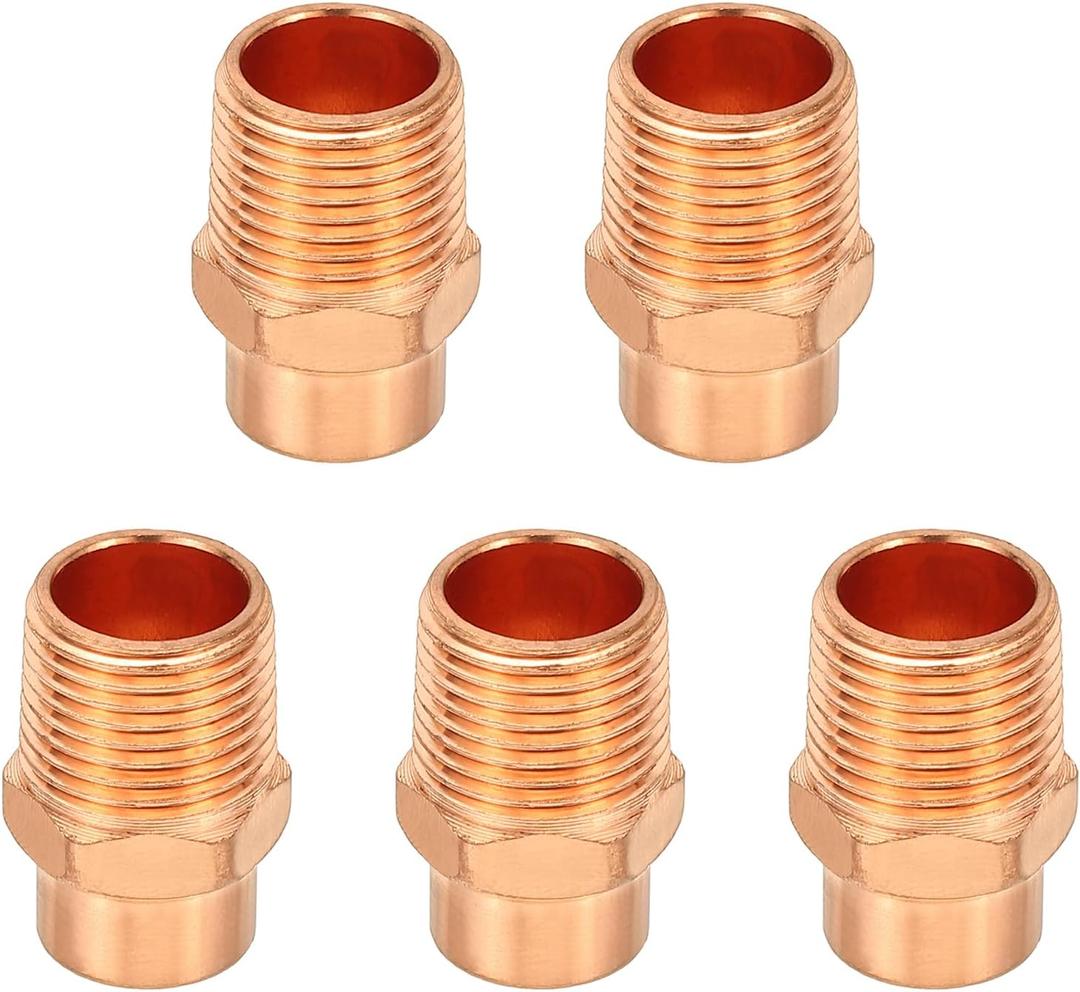 PATIKIL 3/8" Male Adapter Fitting with C x M Connections, 5Pcs Copper Pipe Fittings with Sweat Solder X FNPT Connection Threaded Tubing Connector for Residential, Commercial